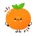 Angry Tangerine fruit character. Vector hand drawn cartoon kawaii character illustration icon. Isolated on white Royalty Free Stock Photo