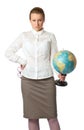 Angry teacher with globe