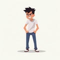 Angry Teen in Flat Minimalistic Animation AI Generated