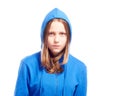 Angry teen girl in poor Royalty Free Stock Photo
