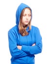 Angry teen girl in poor Royalty Free Stock Photo
