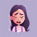 Angry Teenager Girl Crying Emotion Vector Illustration.