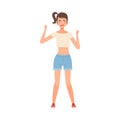 Angry teenager girl waving fists on a white background character Illustration Royalty Free Stock Photo