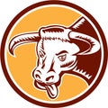 Angry Texas Longhorn Bull Head Woodcut