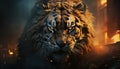 angry tiger face closeup on fire background Royalty Free Stock Photo