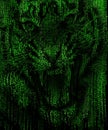 Angry tiger face in a matrix background Royalty Free Stock Photo
