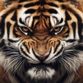 angry Tiger Face Shot Isolated on White Background. ai generative Royalty Free Stock Photo