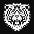 Angry tiger head. Retro mascot logo.