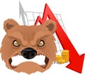 Angry trader stock market bear furious at economy arrow red stats