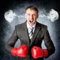 Angry upset stressed man with head pressure Royalty Free Stock Photo