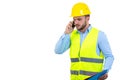 Angry upset young construction engineer yeling at the phone Royalty Free Stock Photo