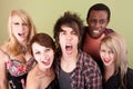 Angry urban teens shout at the camera. Royalty Free Stock Photo