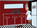 Angry Waitress in Retro Diner Royalty Free Stock Photo