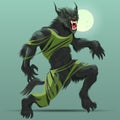 Angry werewolf monster turning under full moon poster Royalty Free Stock Photo