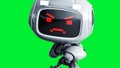 Angry white toy robot. 3d realistic rendering.
