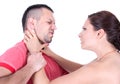 Angry wife try to strangle unfaithful husband