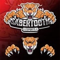 Angry wild animal sabertooth esport logo illustration