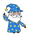 Angry Wizard Cartoon with one hand raised