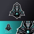 Angry Wizard sport esport logo template black uniform in blue glow