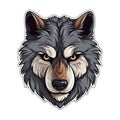 Angry Wolf Face Sticker On Isolated Tansparent Background, Png, Logo. Generative AI