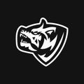 angry wolf head logo concept. creative, animal, flat, monogram and modern style