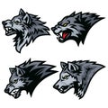 Angry Wolf Head Logo Sports Mascot Design Vector Illustration Set Premium Collection Royalty Free Stock Photo