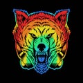 Angry wolf headphone colorful