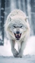 Angry Wolf Walking Towards the Camera. Generative AI