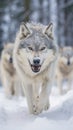 Angry Wolf Walking Towards the Camera. Generative AI