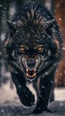 Angry Wolf Walking Towards the Camera. Generative AI