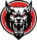 Angry wolf, Warhammer space wolf vector, red color. Isolated vector sign symbol