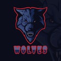 Angry wolves head mascot logo