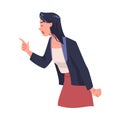 Angry Woman Arguing Pointing Finger Having Conflict with Somebody Vector Illustration