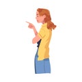 Angry Woman Arguing Pointing Finger Having Conflict with Somebody Vector Illustration