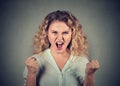 Angry woman having nervous breakdown screaming Royalty Free Stock Photo
