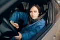 Angry Woman Pressing the Honk while Driving