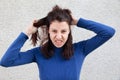 Angry woman pulling hair Royalty Free Stock Photo