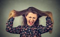 Angry woman pulling her hair out screaming Royalty Free Stock Photo