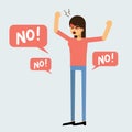 Angry woman rise her hand in bad mood with no text bubble Vector illustration cartoon character