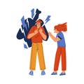 Angry Woman Shouting and Blaming Man Engaged in Manipulation and Control Vector Illustration