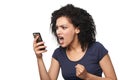 Angry woman shouting in mobile phone Royalty Free Stock Photo