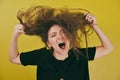 Angry woman with a strange hair style Royalty Free Stock Photo