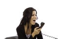 Angry woman yelling in phone Royalty Free Stock Photo