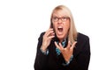 Angry Woman Yells While On Cell Phone Royalty Free Stock Photo
