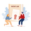 Angry Women Inventors or Authors Pulling Patent Law Certificate Having Fight for Copyright Production Authorship