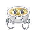 Angry wonton soup in a cartoon bowl Royalty Free Stock Photo