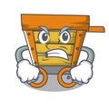 Angry wooden trolley mascot cartoon