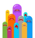 Angry worm set. Evil worms isolated. vector illustration Royalty Free Stock Photo