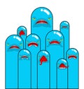 Angry worm set. Evil worms isolated. vector illustration Royalty Free Stock Photo