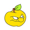 Angry yellow apple illustration cartoon